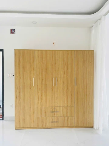 Tủ quần áo gỗ MDF 4 cánh màu gỗ